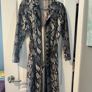Oh Polly Snakeskin Pattern Long Coat